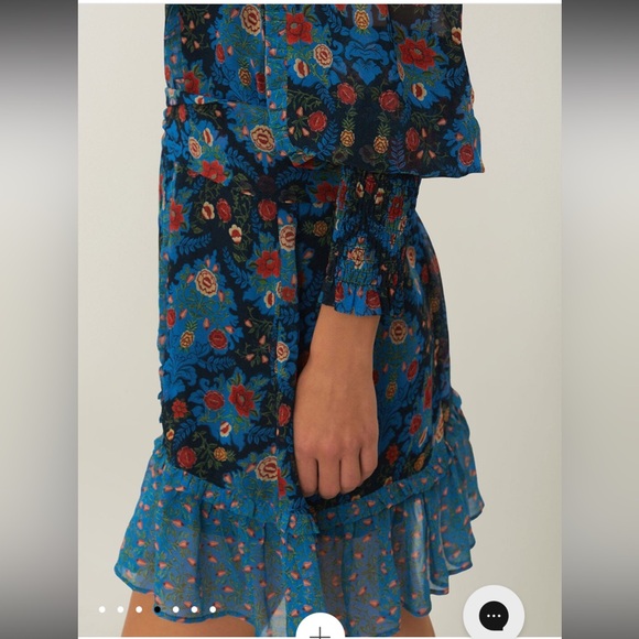 Farm Rio Blue Arabesque High Neck Mini Dress - Sz S - Picture 6 of 9